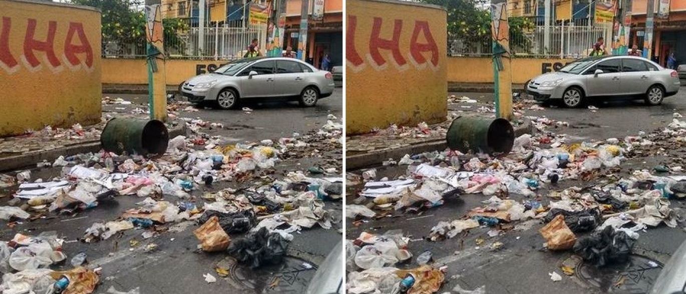 Garis espalham lixo pelas ruas em protesto por falta de pagamento