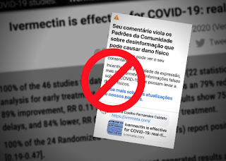 Facebook censura URL de estudo sobre Ivermectina em postagem de médica